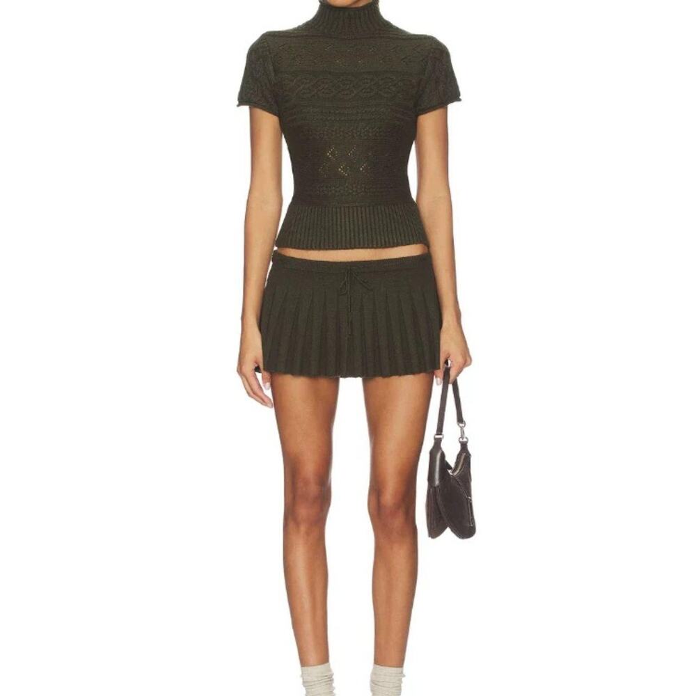 Danielle guizio dark greenkhaki mock neck sweater